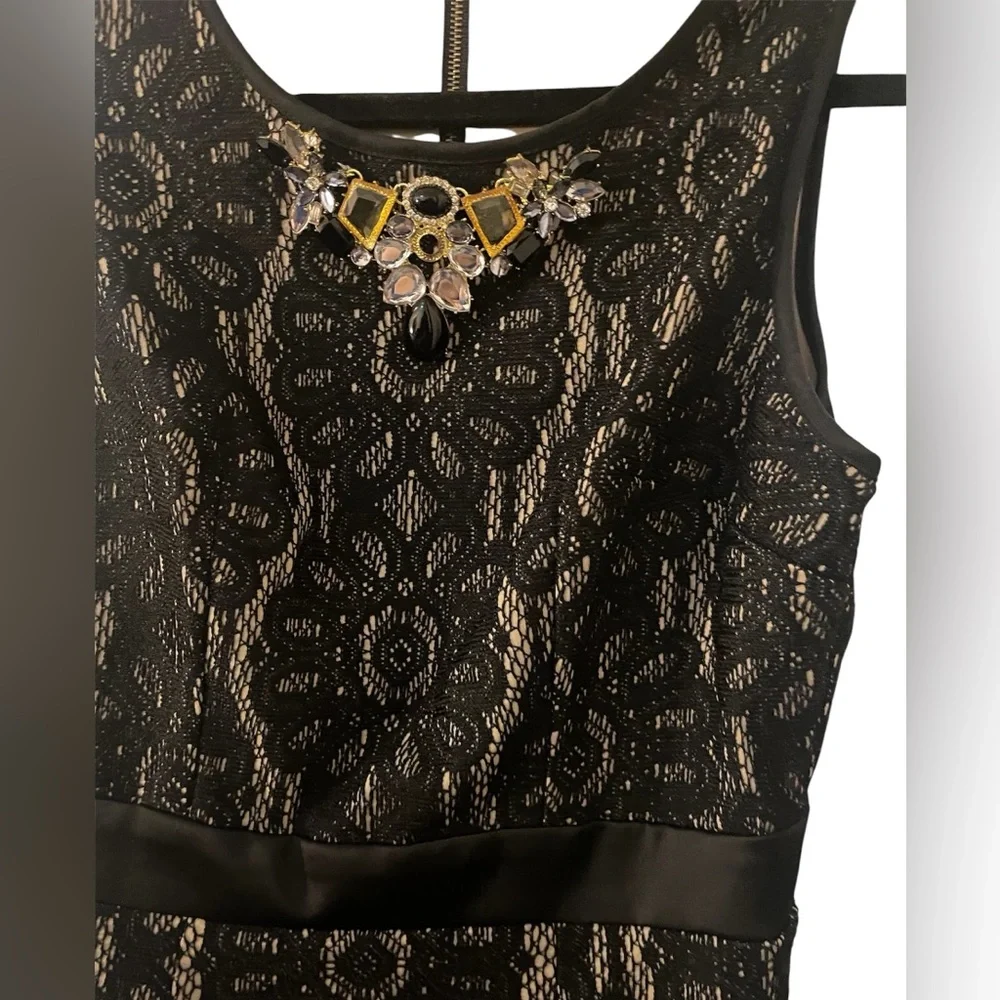 Xoxo Black and Cream Lace Mini Dress - Picture 2 of 6